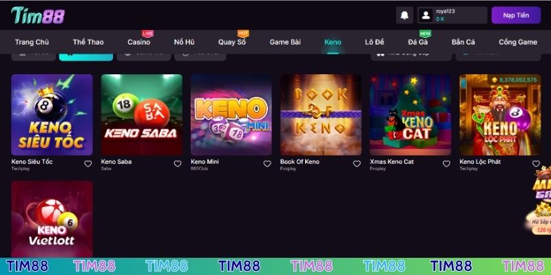 Chơi Keno TIM88 được hỗ trợ không ngừng