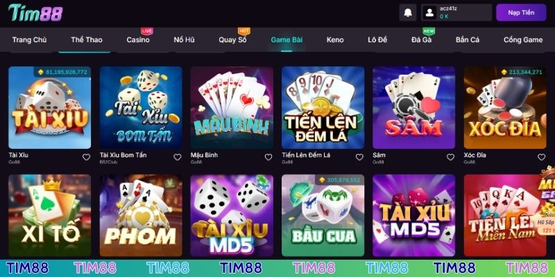 Game bài TIM88 chơi cực dễ, rinh thưởng khủng